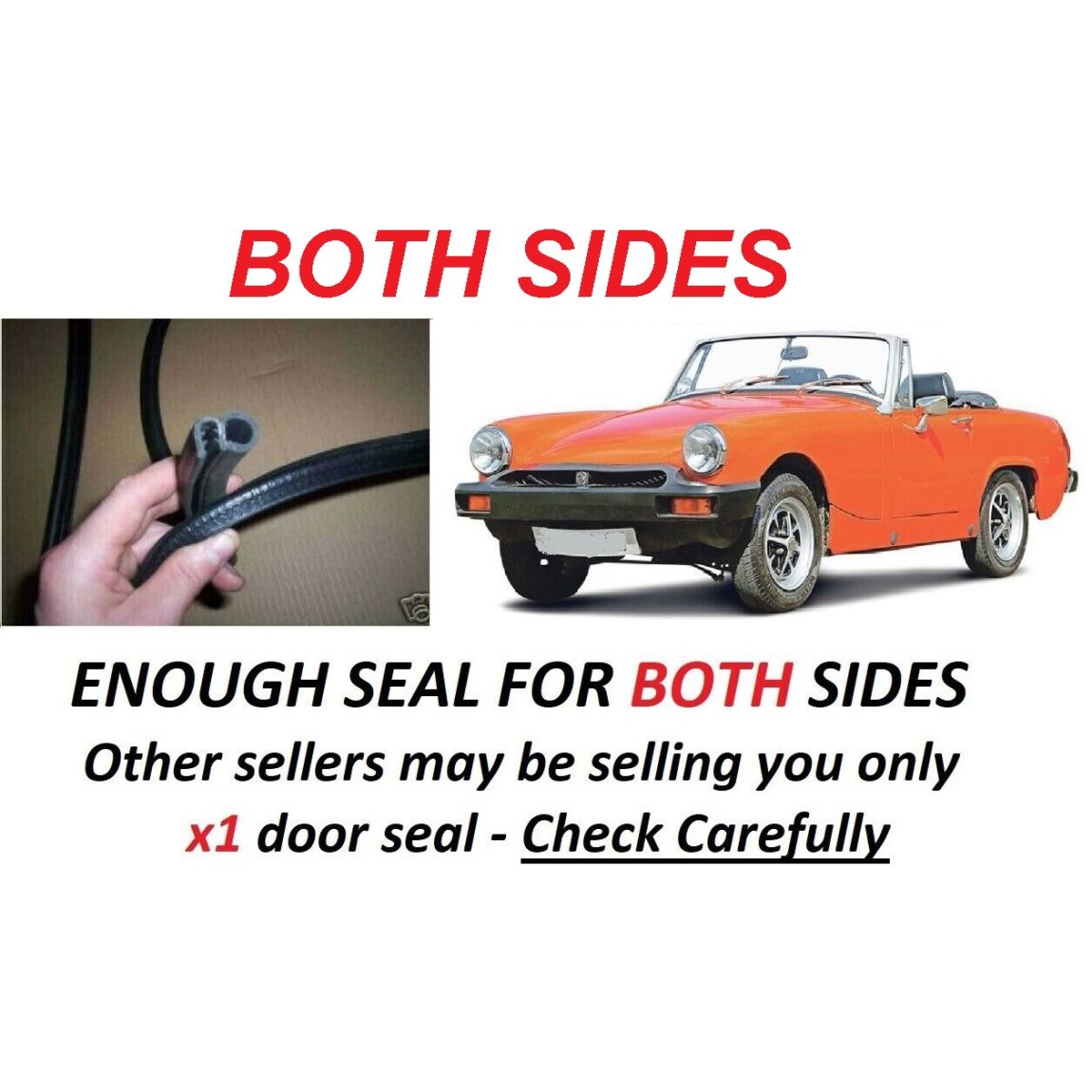 DOOR RUBBER SEALS x2 (MG Midget) (1961- 79) 